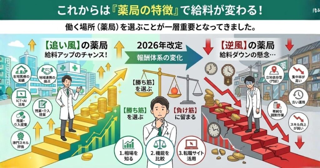 2026年の調剤報酬改定で、薬剤師の年収差は「働く薬局の構造」で広がりやすくなる