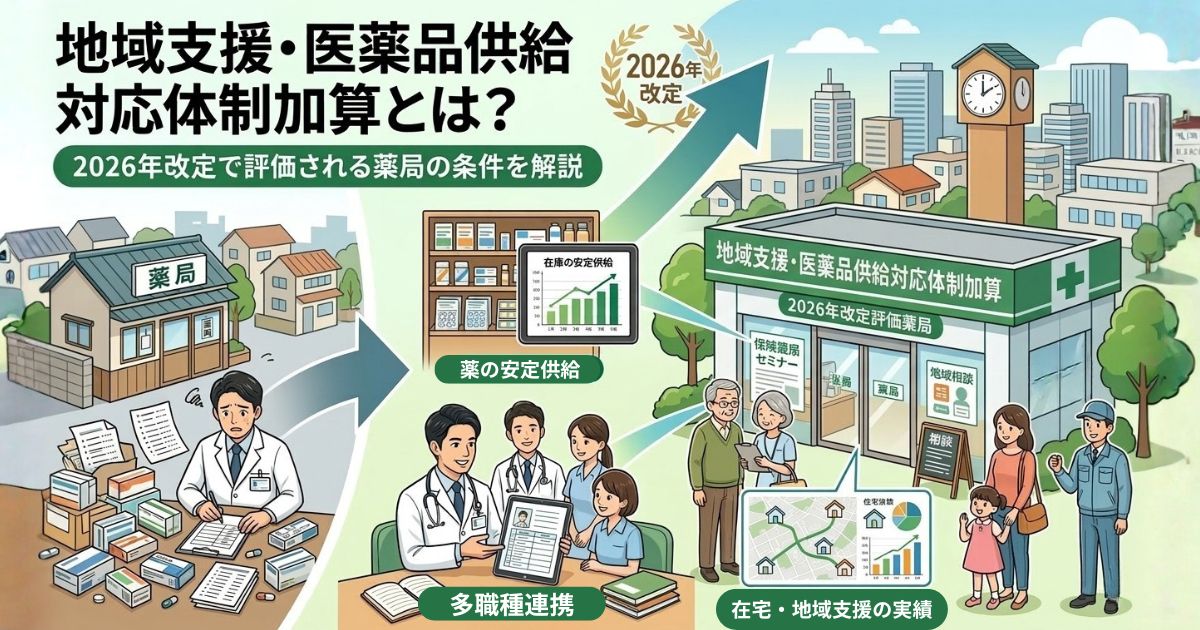 地域支援・医薬品供給対応体制加算とは?2026年改定で評価される薬局の条件を解説