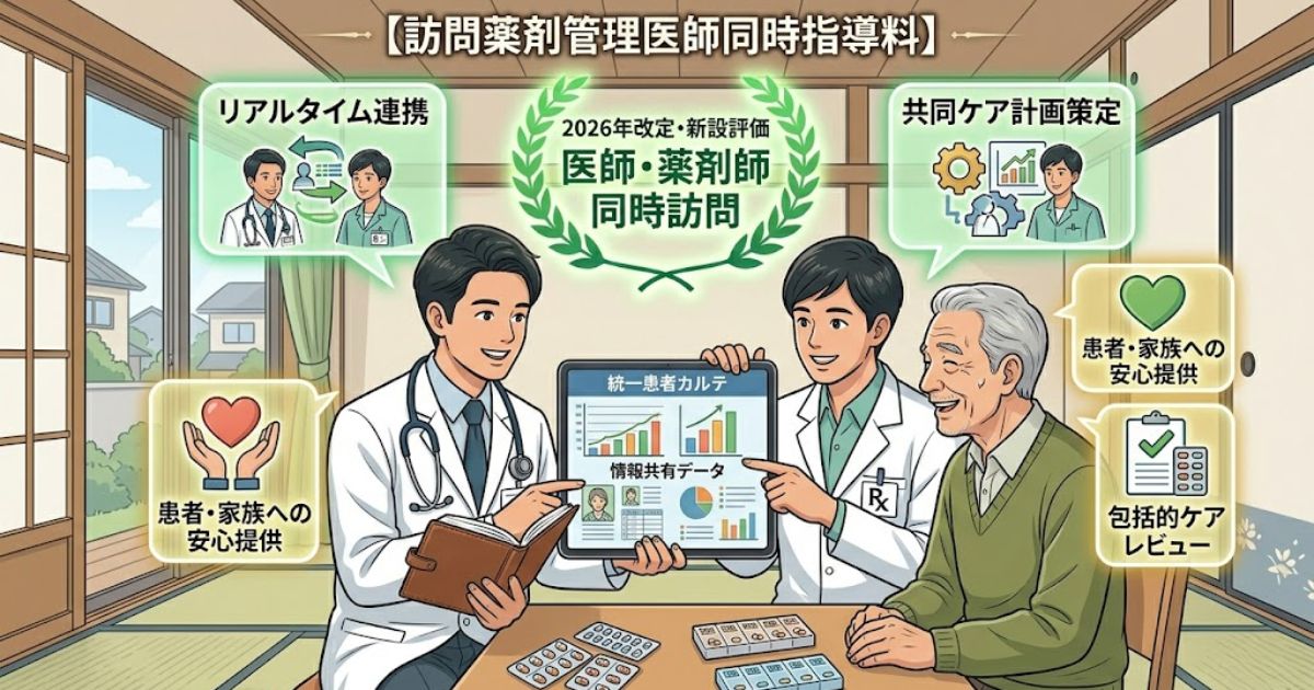 訪問薬剤管理医師同時指導料とは？2026年改定で進む医師と薬剤師の同時訪問を解説