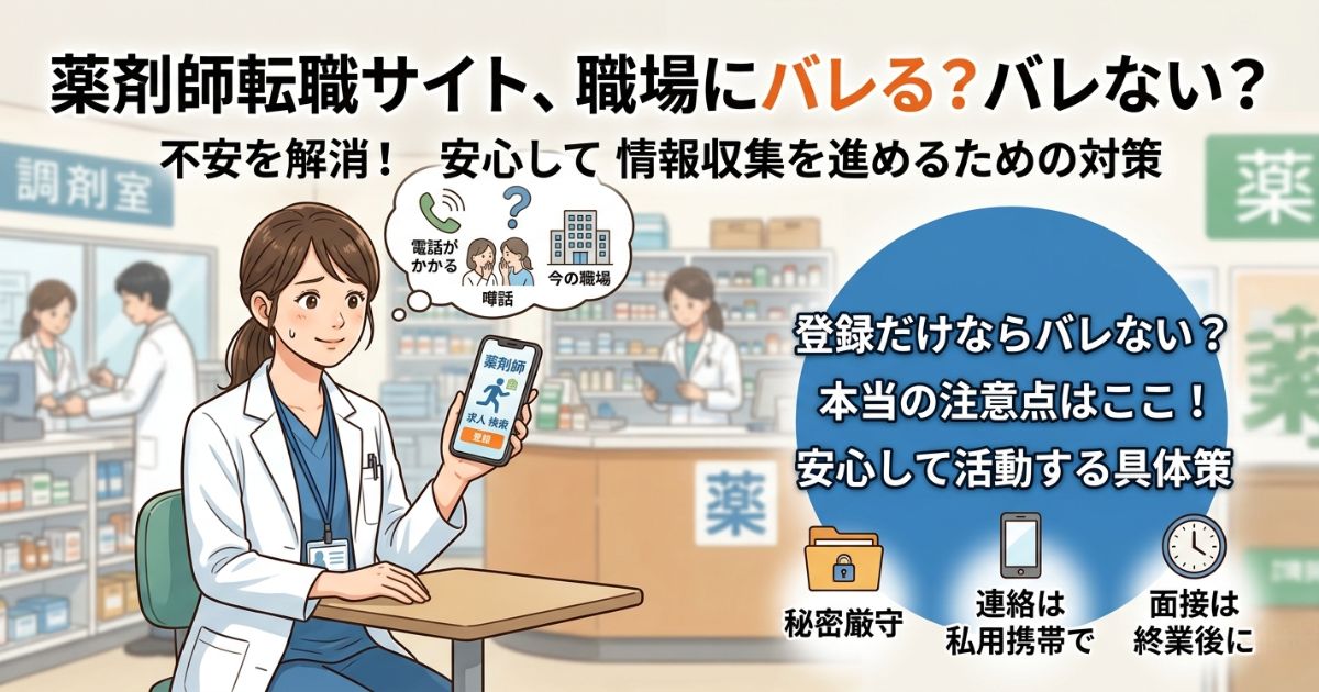 薬剤師転職サイト登録は会社にバレない？不安な人が知るべき注意点と安全な進め方