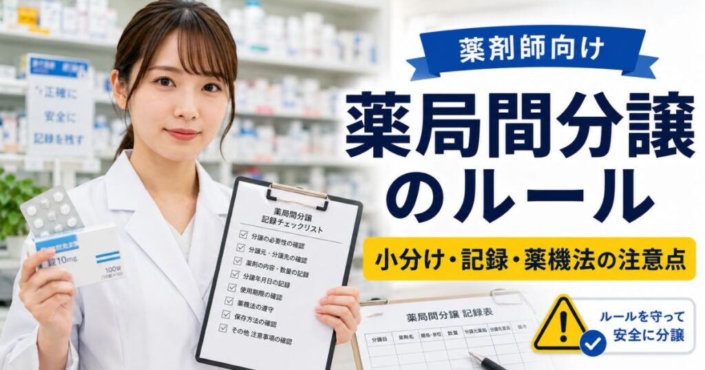 薬局間分譲のルールとは？小分け・記録・薬機法上の注意点を解説
