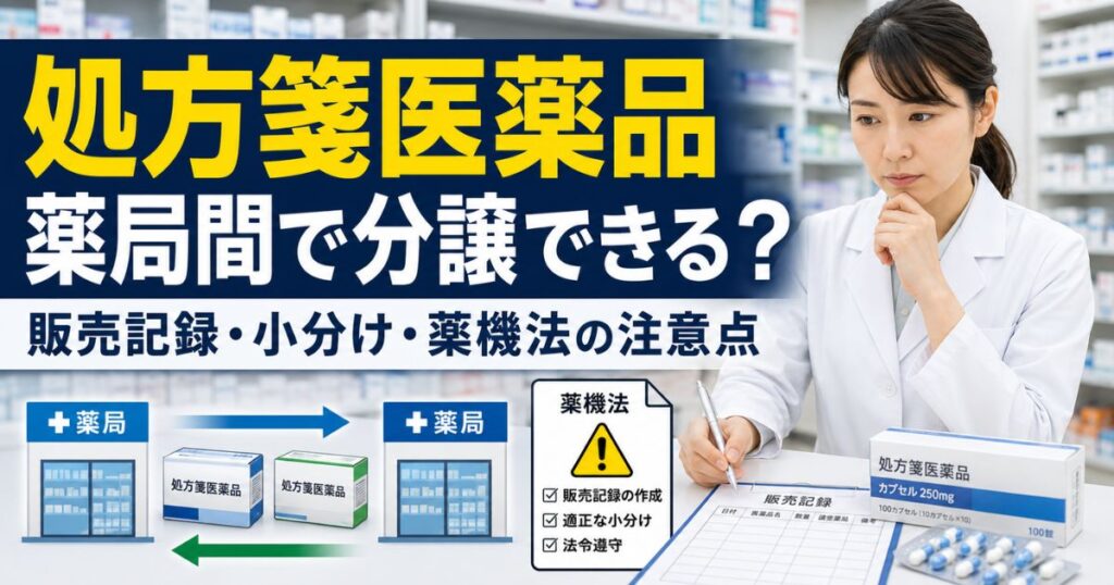 処方箋医薬品は薬局間で分譲できる?販売記録・小分け・薬機法の注意点