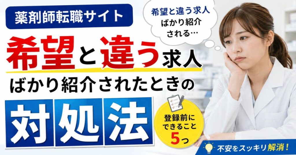 薬剤師転職サイトで希望と違う求人ばかり紹介される時の対処法