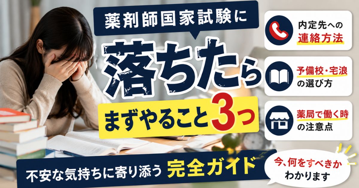 薬剤師国家試験に落ちたらまずやること3つ｜内定先への連絡・予備校・宅浪