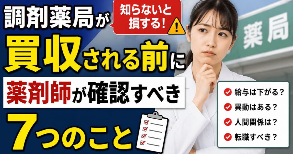 調剤薬局が買収される前に薬剤師が確認すべき7つのこと