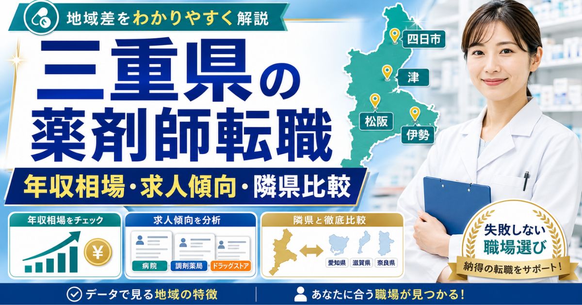 三重県の薬剤師転職|年収相場・求人傾向・隣県比較