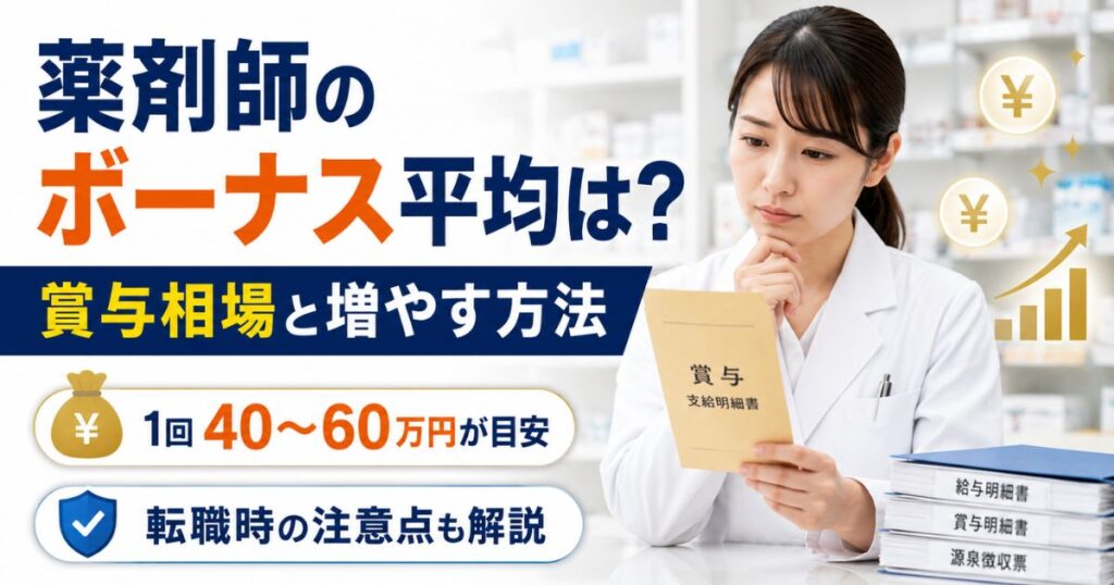 薬剤師のボーナス平均はいくら？賞与相場と増やす方法、転職時の注意点