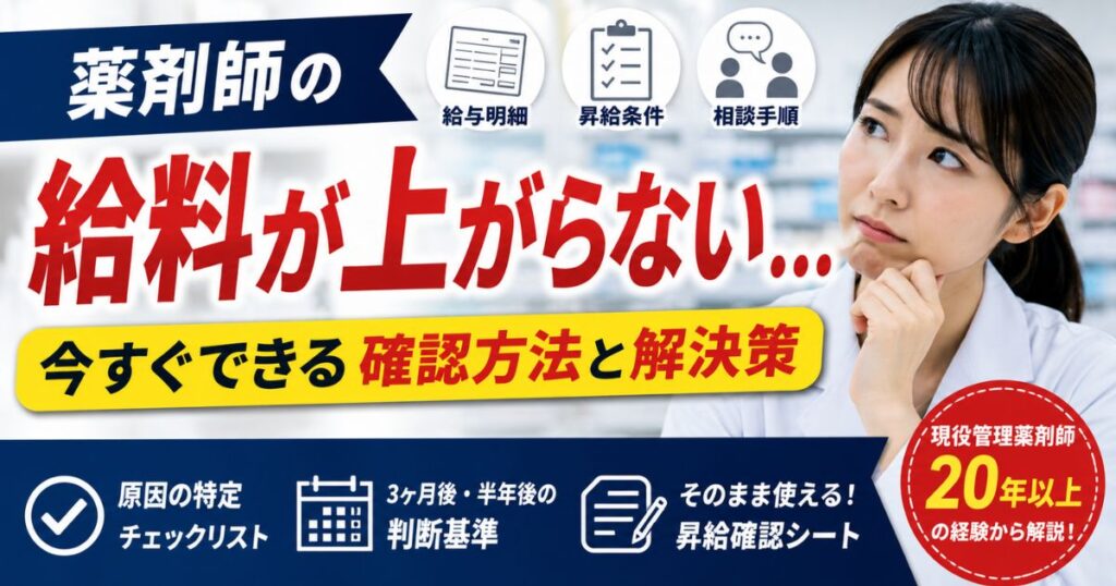 薬剤師の給料が上がらないときの確認方法｜給与明細・昇給条件・相談手順
