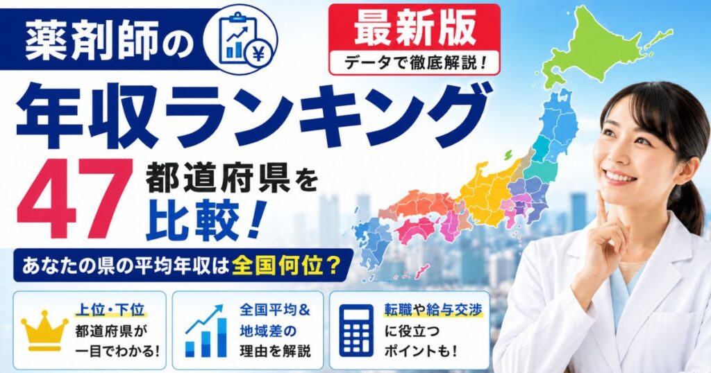 薬剤師の年収ランキング【最新版】47都道府県の順位と全国平均